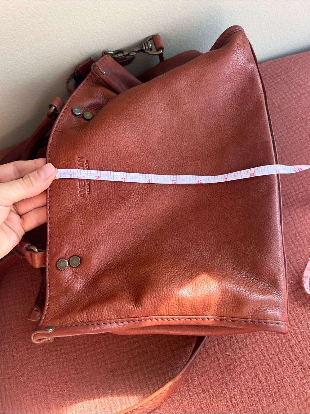 American Leather Co. Shoulder Bag In Cognac Leather - Satchel VGUC - Picture 9 of 9